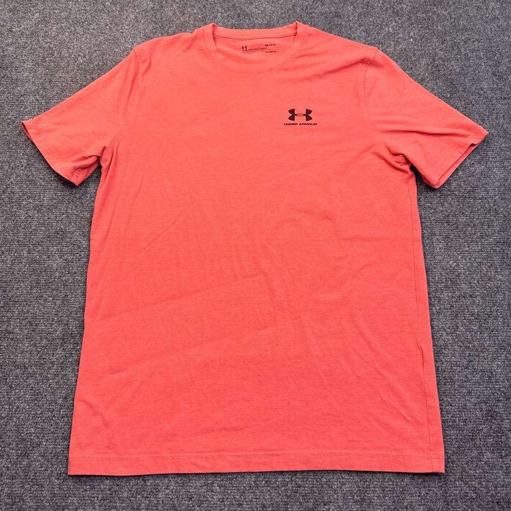 Under Armour Heatgear T Shirt Mens Size Small Orange Loose Fit Athleisure Gym